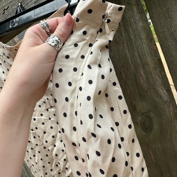 H&M Satin Polka Dot Split Side Cream Midi Skirt NWT Size 12 - Picture 6 of 12